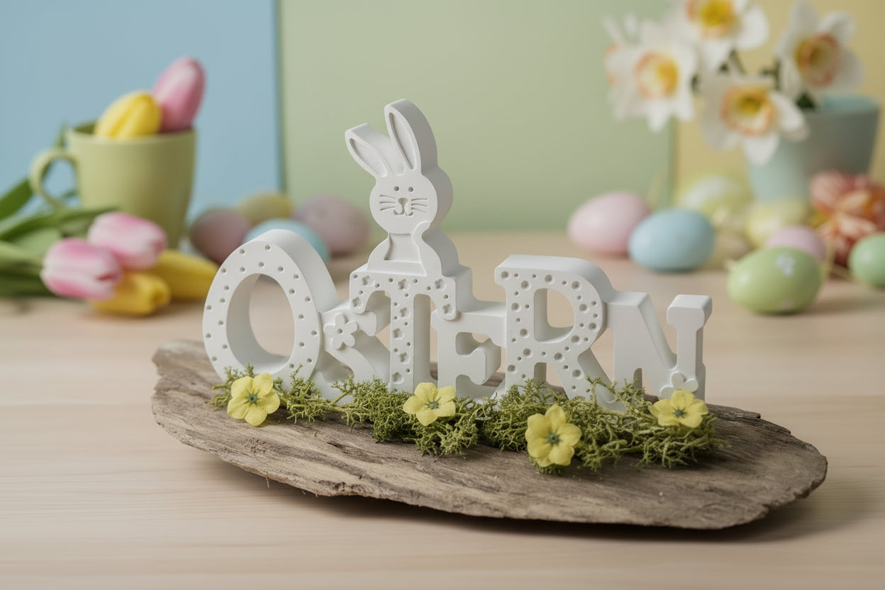 Ostern auf Raysin Gips auf Schwemmholz