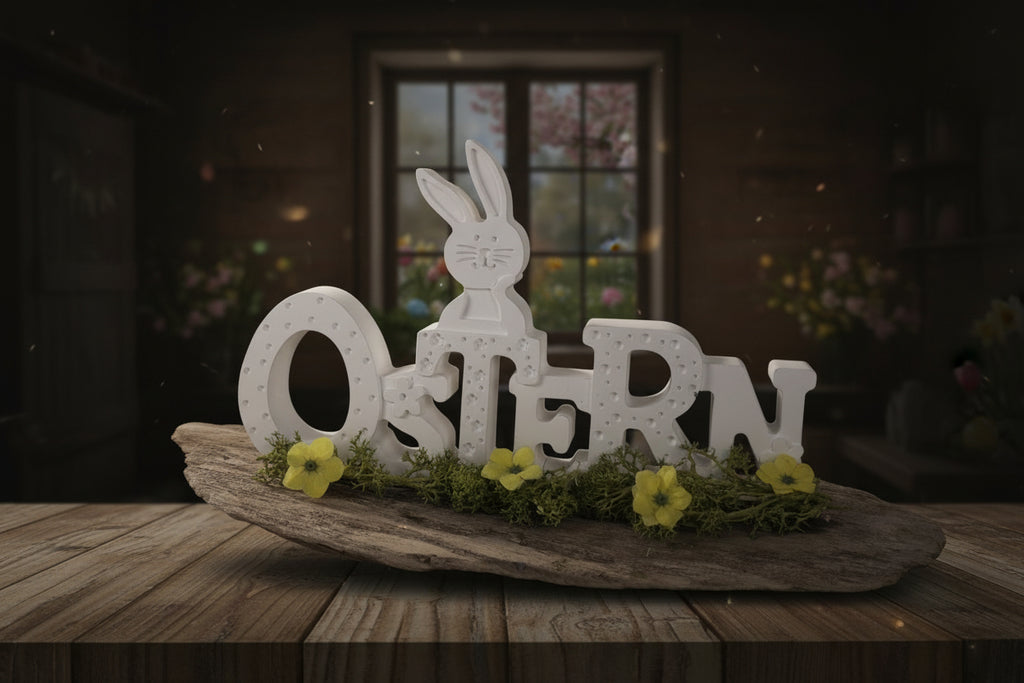 Ostern auf Raysin Gips auf Schwemmholz