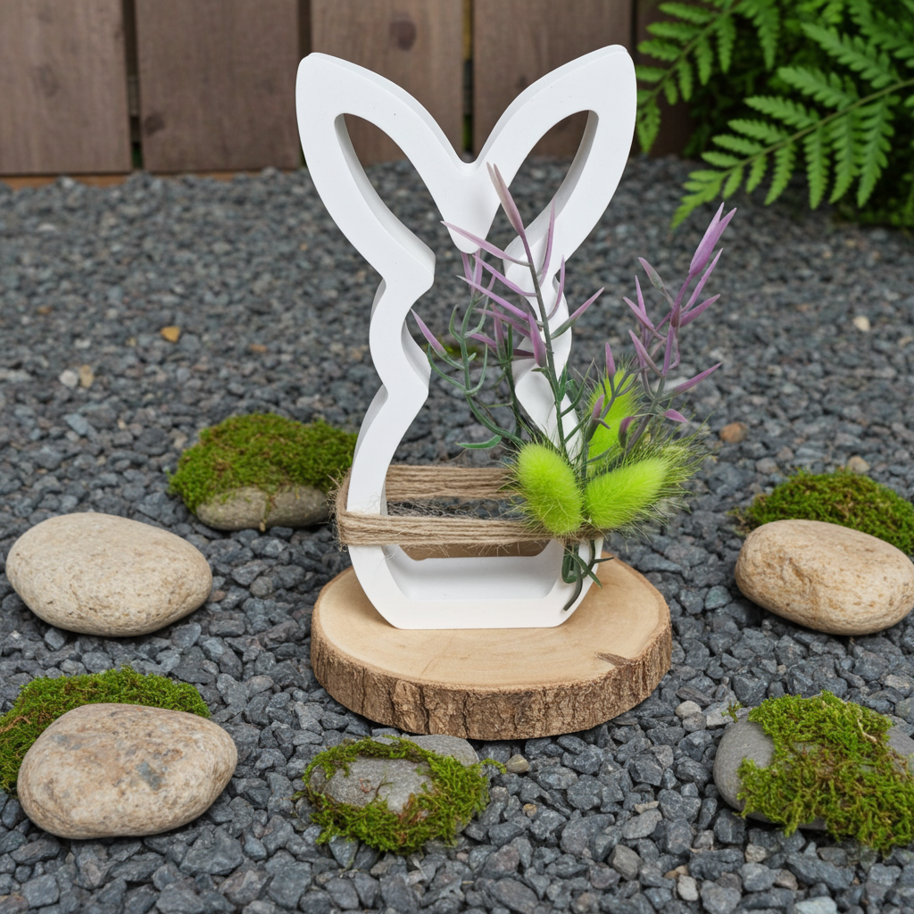 Hase auf Holzscheibe